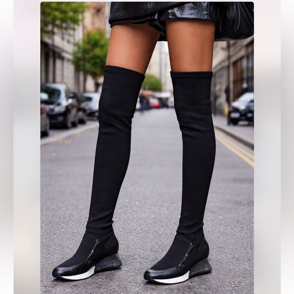 Ash Shoes - Ash Limited Thigh High Trainer Boots in Black  6